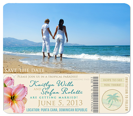 "Boarding Pass" Save the Date Magnet