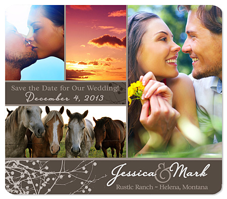 "Winter Branch" Photo Collage Save the Date Magnet