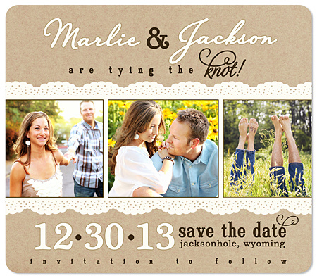 "Paper & Lace" Save the Date Magnets