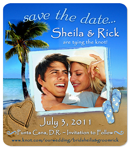 Save the Date Tropical Heart in Sand Save the Date Magnet