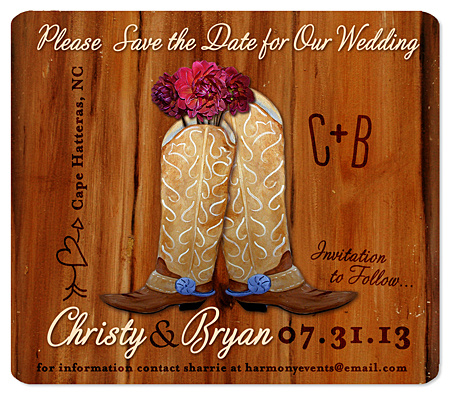 "Cowboy Boot Bouquet" Save the Date Magnet